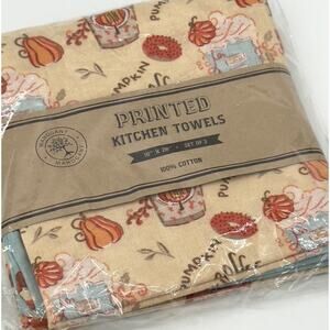 Set of 3 Mahogany Pumpkin Spice Kitchen Towels 100% Cotton Fall Thanksgiving NEW